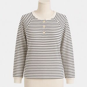 Levi’s Lassen Henley Button Womens Large Blue Striped Long Sleeve T-Shirt Cotton